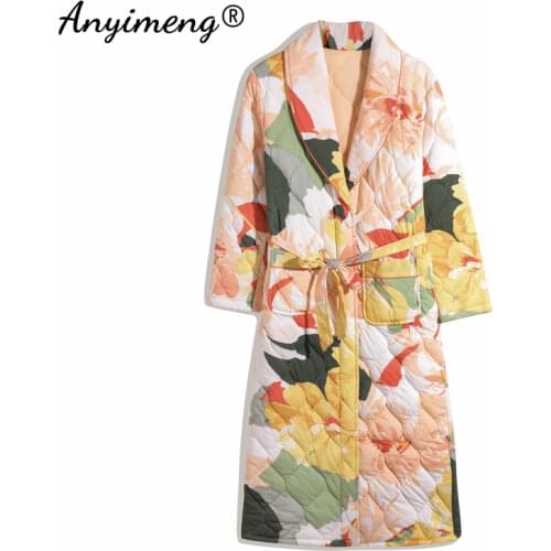 Thick Winter Home Coat Air 3 Layer Padded Knitted Cotton Bathrobe Warm Kimono Floral Printing Big Size Womens Bathrobe Robe New