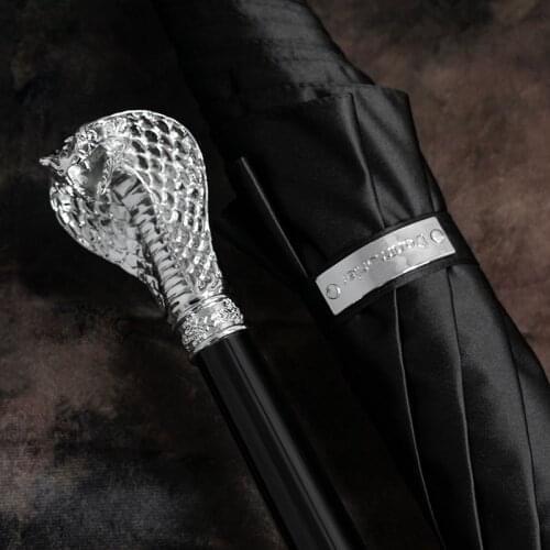 Chinese Zodiac Luxury Umbrella Long Handle Retro 8K Semi Automatic Mens Umbrellas Hitting The Cloth Solid Color Parasol Black