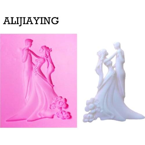 M1066 1Pcs Wedding Bride Groom Cake Mold Sugar Craft Fondant Cake Tools Cake Decoration Mold silikone mold for weddings
