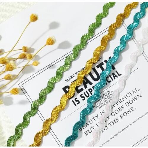 1Yards Latest Lace Fabric Applique Gold Lace Ribbon 0.5cm Guipure Collar White Green Blue Lace Sewing Trimmings dentelle KQ17