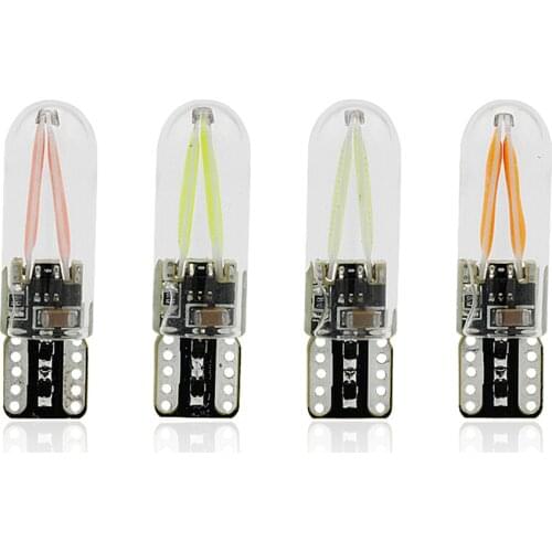 10Pcs T10 LED 12V 24V Glass COB Filament Car Clearance Light Parking Lamp 194 168 W5W Auto Interior Dome Reading Bulb