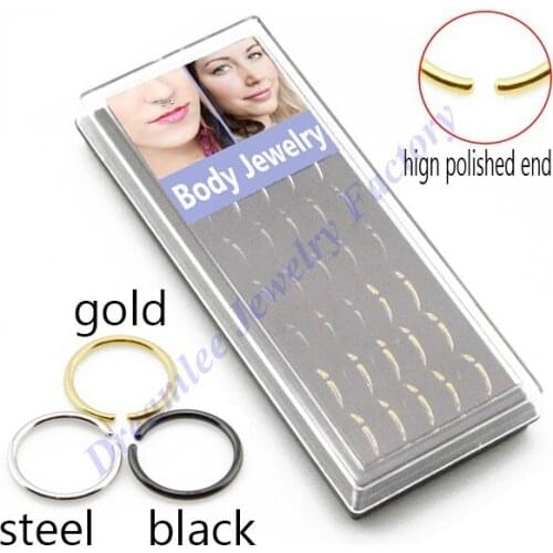 160pieces 316l Surgical Steel Anodized Plated Circular Earring Lip Bar Labret Nose Hoop Rings Body Piercing Jewelry