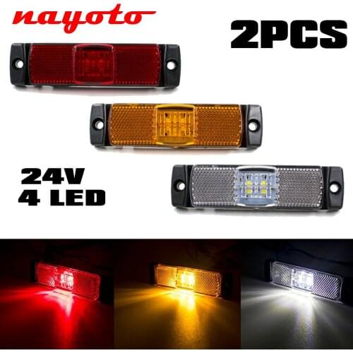 2pcs 4 LED 12V 24V Side Marker Rear Car External Warning Light Clearance Signal Indicator Position Lamp Trailer Truck Lorry Van