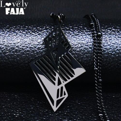2021 Geometric Stainless Steel Statement Necklace for Women Black Color Necklace Jewelry acero inoxidable joyeria mujer N3119S03