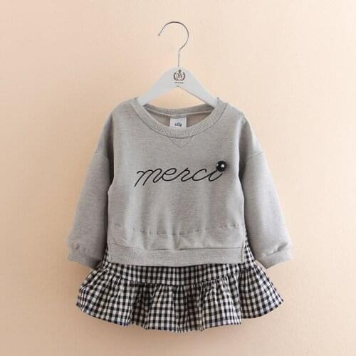 2021 Patchwork Plaid Sweatshirts Baby Girls Hoodies Toddler Kids Sweatshirts Childrens O Neck Long Sleeves Hoodies Clothes DE79