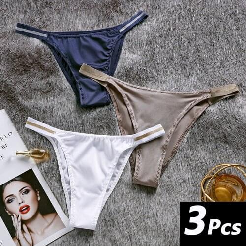 3Pcs/lot Cotton Panties Set Sexy Thongs Sets Womens Underwear Set Seamless Low Waist Underpant Solid Color T Panty Lady Lingerie
