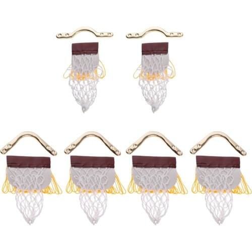 6pcs Kids Pool Cotton PU Leather Table Net Pockets with Fringes Irons Bracket Set Billiard Accessories 4 Cornor and 2 Sides