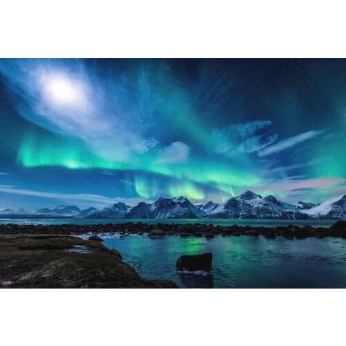 JMINE Div 5D Northern Lights Mountain river Full Diamond Painting cross stitch kits art Scenic 3D paint by diamonds