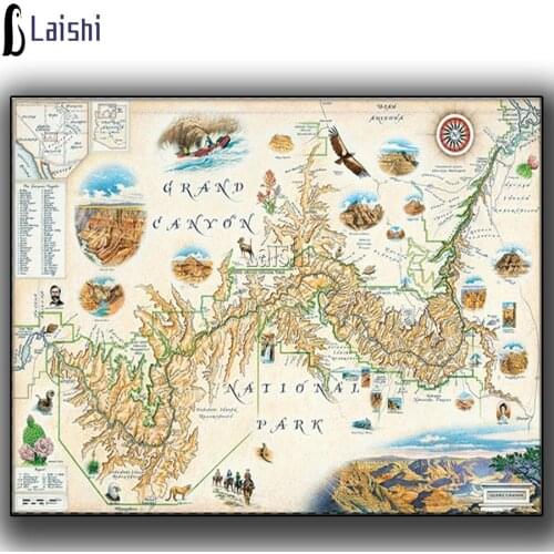 Diy Diamond Painting Grand Canyon National Park map Full Diamond Embroidery Sale Rhinestones Pictures Canvas Wall Art Decor Gift