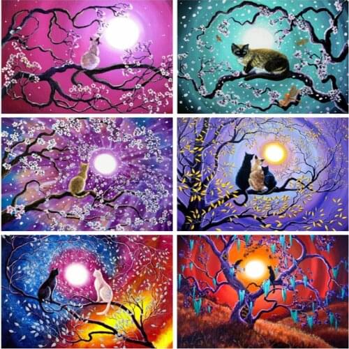 AZQSD Oil Painting By Numbers Cat Unique Gift DIY Paint By Number On Canvas Kits Cartoon Abstract Art Unframe Decoration