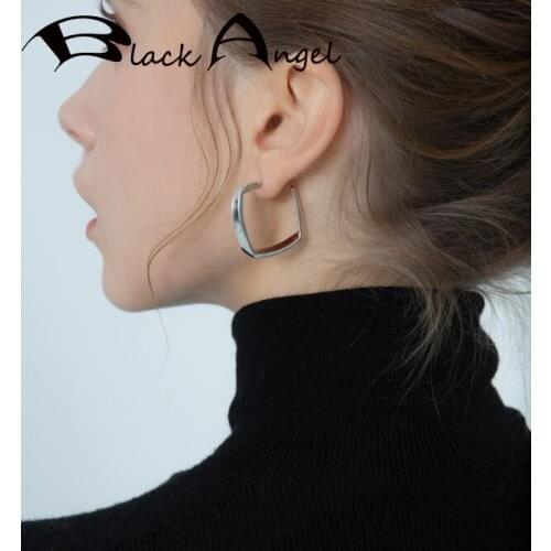BLACK ANGEL Fashion High Quality Exaggeration Geometric Shaped Hoop Earrings For Women Wedding Jewelry Party Christmas Gift