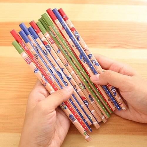 Deli 33331, cartoon animation color hexagon senior 2B pencil, sketch pencil, non-toxic pencil, student office stationery