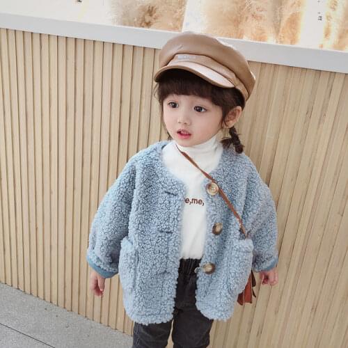 Childrens Faux Fur Coat Baby Teddy Bear Thicken Warm Outerwear Fashion Overcoat Kids Clothes 2020 Autumn Winter Jackets W941