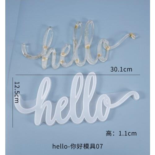 DIY Epoxy Mold English Blessing Words Hello Doorplate Pendant Silicone Mold Letter Multi-function Mold Christmas Gift