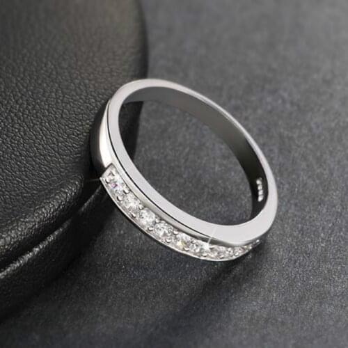 Womens 925 Silver Single Row Zircon Ring Gift Jewelry Ring
