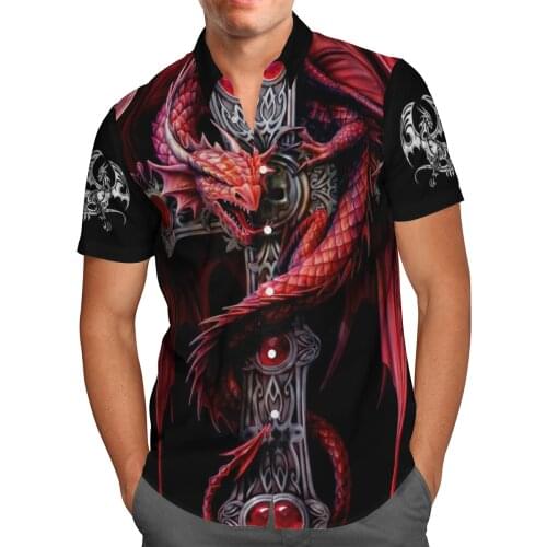 Red Dragon Tattoo 3D Beach Hawaiian 2021 Summer Shirts Short Sleeve Shirt Streetwear Oversized 5XL Camisa Social Chemise Homme