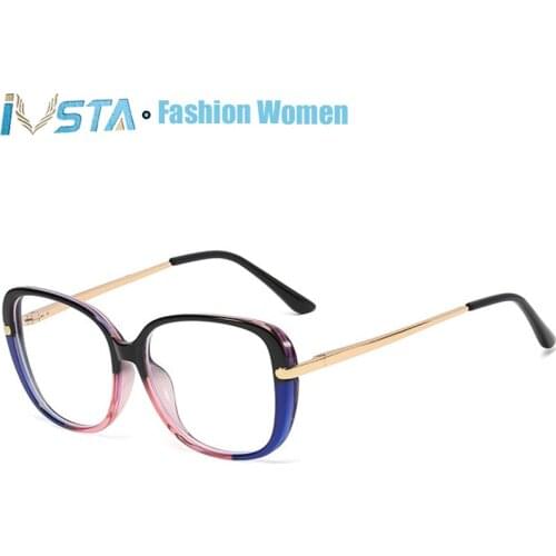 IVSTA Purple Fashion Lady Glasses Frame Women Cat Eye Myopia Eyewear Prescription Eyeglasses Nerd Vintage Glasses Retro 04423
