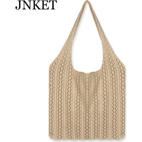 JNKET New Womens Retro Knitted Hollow Shoulder Bag Casual Crossbody Bag Womens Sling Bag