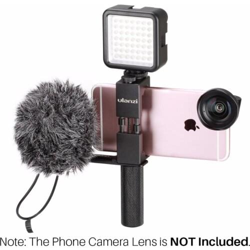 Ulanzi Pocket Rig for Smartphone with BY-MM1 Microphone and 49 LED Video Light Cold Shoe Plate for iPhone Filmmaking Videography