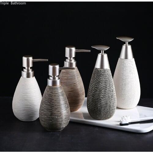 Vintage Pattern Ceramic Liquid Soap Dispenser Shampoo Bottle Portable Wristband Hand Dispenser Travel Bathroom Accessories