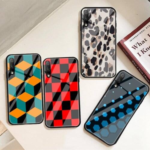 Checkered Black And White Leopard Print Phone Case For Huawei P9 10 20pro 30lite Mate 9 10lite 20pro Honor 7A 8X 9Tempered Glass