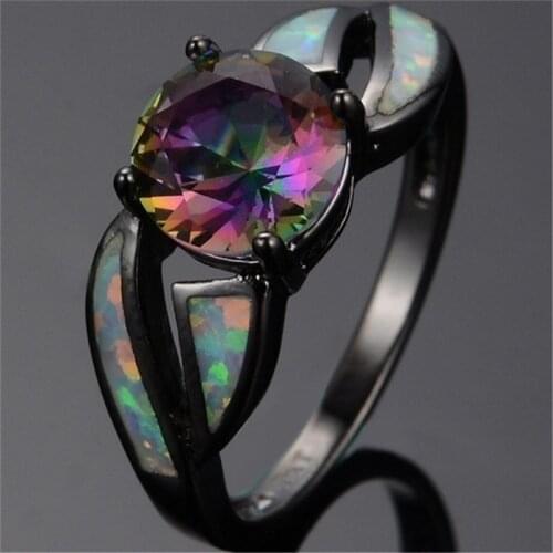 New Hot Womens Ring Classic Multicolor Mystery Rainbow Black Color Ring For Female Friend Best Gift