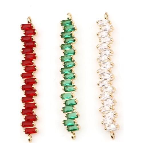 Doreen Box Copper & Glass Connectors Rectangle Rhinestones for DIY Jewelry Making Necklace Findings Connectors 4.5x0.6cm