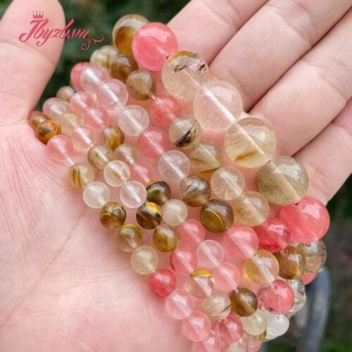 Round Smooth Watermelon Glass Crystal Stone Loose Beads 15" for DIY Accessories Women Men Necklace Bracelets Jewelry Making