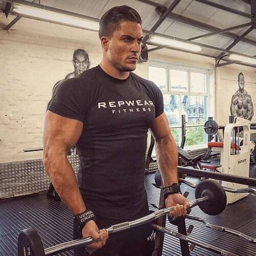 Summer mens cotton sports casual Short sleeve T-shirt gym running training breathable elastic tights