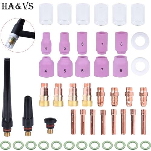 49Pcs TIG Welding Torch Stubby Gas Lens For WP17 WP18 WP26 TIG 10 Pyrex Glass Cup Spares Kit Durable Practical Accessories