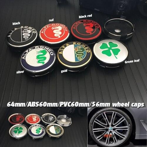 100pcs ALFA ROMEO Car Logo 56mm 60mm 64mm 50mm Wheel Emblem Badge Stickers wheel center caps 50mm decals sticker car styling