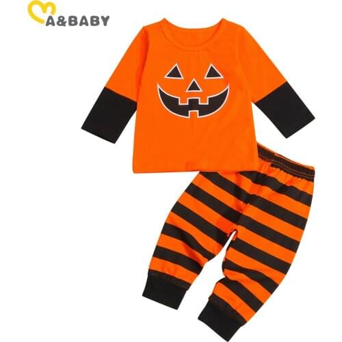 Ma&Baby 1-5Y Halloween Toddler Baby Kid Boy Girl Clothes Set Pumpkin Long Sleeve Tops Pants Outfits DD43