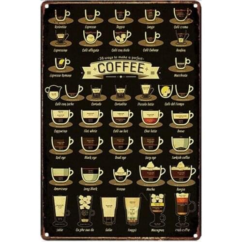 Metal Tin Sign Coffee Menu Decor Bar Pub Home Vintage Retro Poster