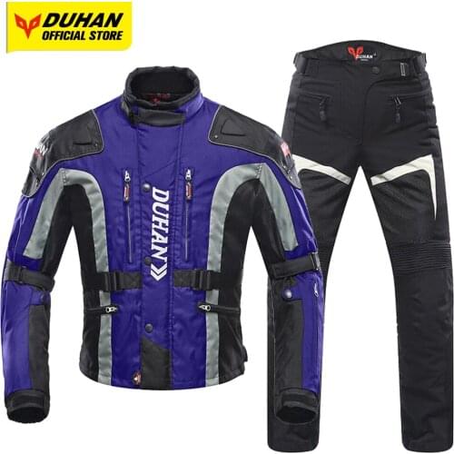 DUHAN Summer Motorcycle Jacket Men Waterproof Chaqueta Rainproof Jacket Pants Motocross Jacket Body Protector Reflective