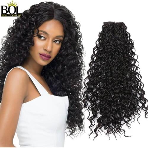 Beauty On Line Clip In Synthetic Hair Extensions 22 Inches Kinky Curly Double Strong Weft Dark Brown Color For Women 7 Pcs/Lot