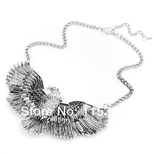 Bohemian style Bronze metal colorful eagle necklace