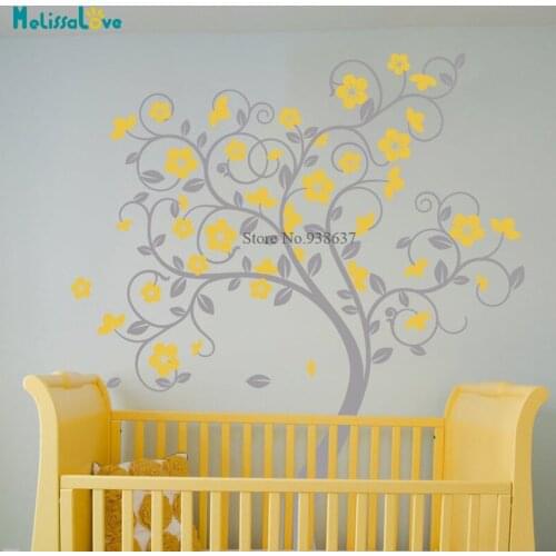 Cute Swirly Tree Wall Decal Beautiful bespoke Home Kids Room Decoration Living Room Nursery Vinyl Sticker Murals BB759