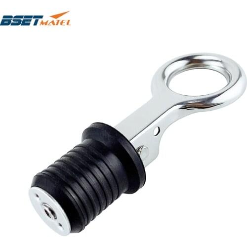 Stainless steel 304 Handle Rubber Drain Plug Snap Tight Flip Style Hull Livewell bilge transom seawall marine boat accessories