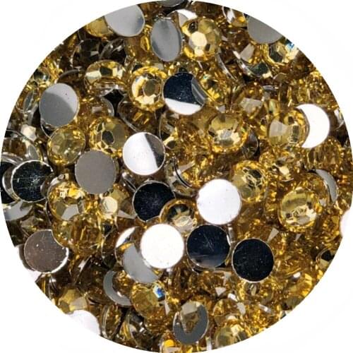 Good Quality Light Topaz Resin Flatback Glue On Beads 2mm~6mm Non Hotfix Rhinestones for Nail Art/Garment/Decoration