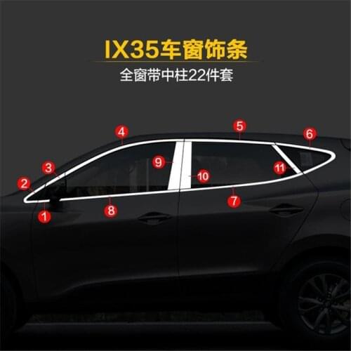 High-quality Car styling stainless steel Strips Car Window Trim Decoration Accessories For Hyundai IX35 2010-2017