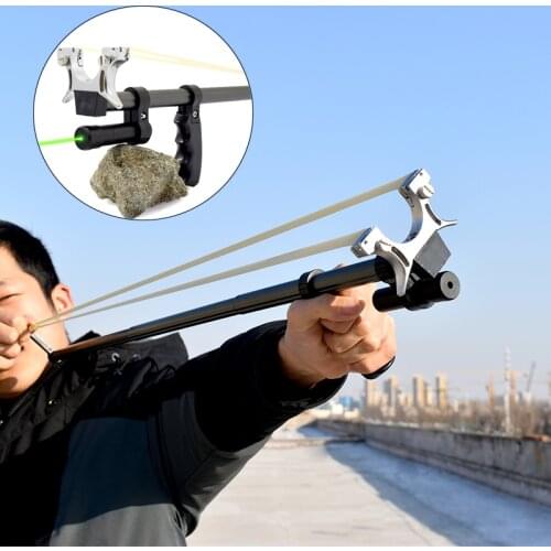 High-precision Red and Green Laser Telescopic Slingshot Powerful Portable Extended Straight Rod Catapult Designed for Novices