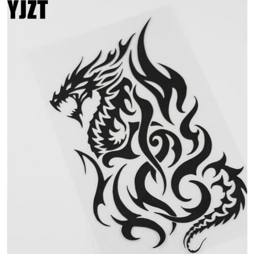 YJZT 12.2CMX18.7CM Fantasy Dragon Tribal Mystical Creatures Vinyl Car Sticker Black /Silver 13C-0105