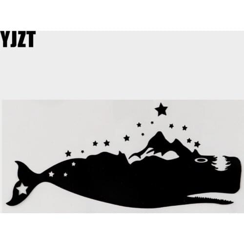 YJZT 16.5CM×7.6CM Personality Whales And Stars Black/Silver Car Sticker Vinyl Decal 18A-0139