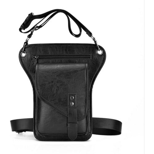 Men Belt Fanny Waist Pack Drop Leg Bag Tablet Pouch Leather Multifunction Design Small Messenger Bag Fashion Travel Pouch Male