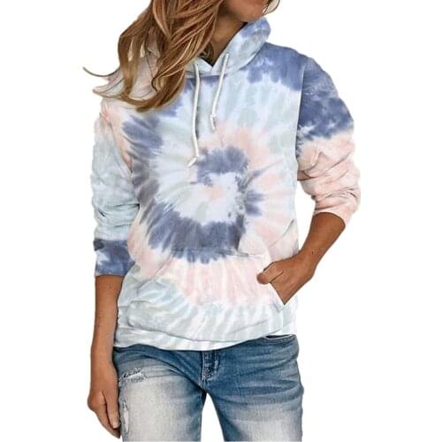 Women Hoodies Stylish Long Sleeve Streetwear Tie-dye Print Sweatshirt Fashion Hooded Tops Women Clothes Loose Hoodie Winter