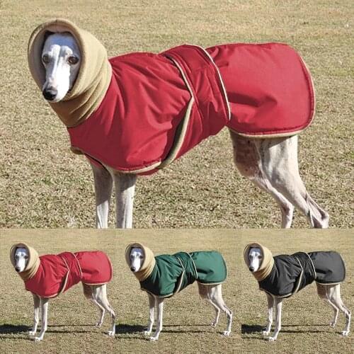 Winter Warm Dog Clothes Waterproof Thick Dog Jacket Clothing Color Matching Velcro Dog Coat With Leash For Medium Large Dogs