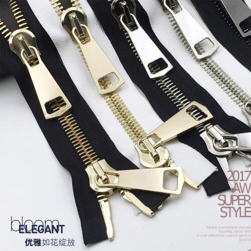 15# big zipper double sliders for down jacket overcoat zipper repair 85cm 100cm 1piece black white with silver glod teeth