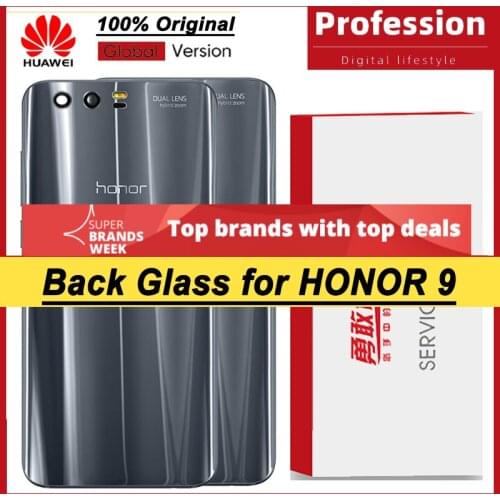 100% Original for Huawei Honor 9 Back Battery Cover Rear Glass Door Panel Case Battery Cover with Camera Lens