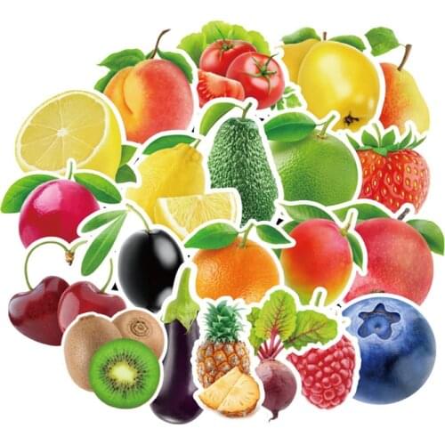 100Pcs/Lot Exquisite Cartoon Fresh Fruits Vegetables Stickers For Kitchen Bakery Cup Dish Refrigerator Education Toy To Kids
