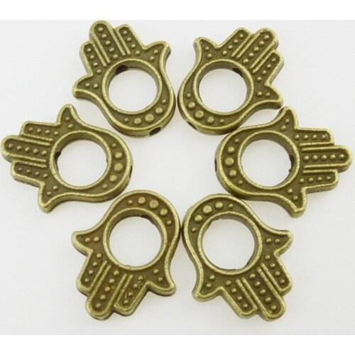 15pcs Antique Bronze Hamsa Hand Beads Charms Pendants Accessories For DIY Necklace Bracelet Alloy Jewelry 12876